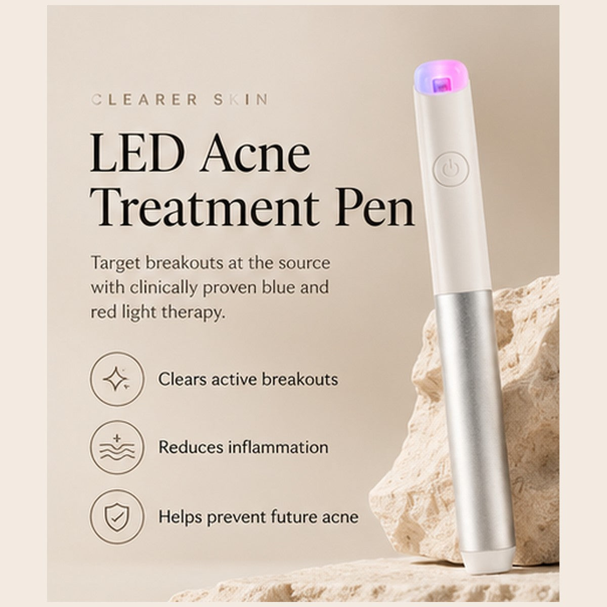 LED Red Blue Light Acne Treatment Pen