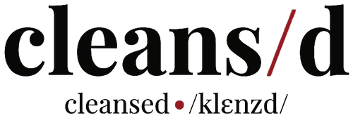 cleans/d skincare logo, black typography with red accent on transparent background